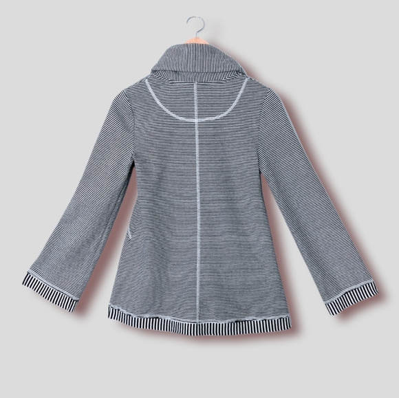 Anthropologie Maeve Oversized Black and White Striped Cowl Neck Top XS - Picture 5 of 10